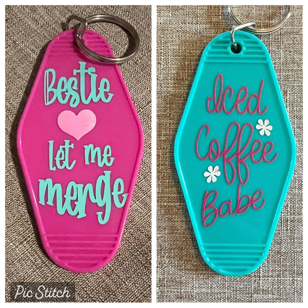 (Set of 2) Handmade Motel Key Style Keychains